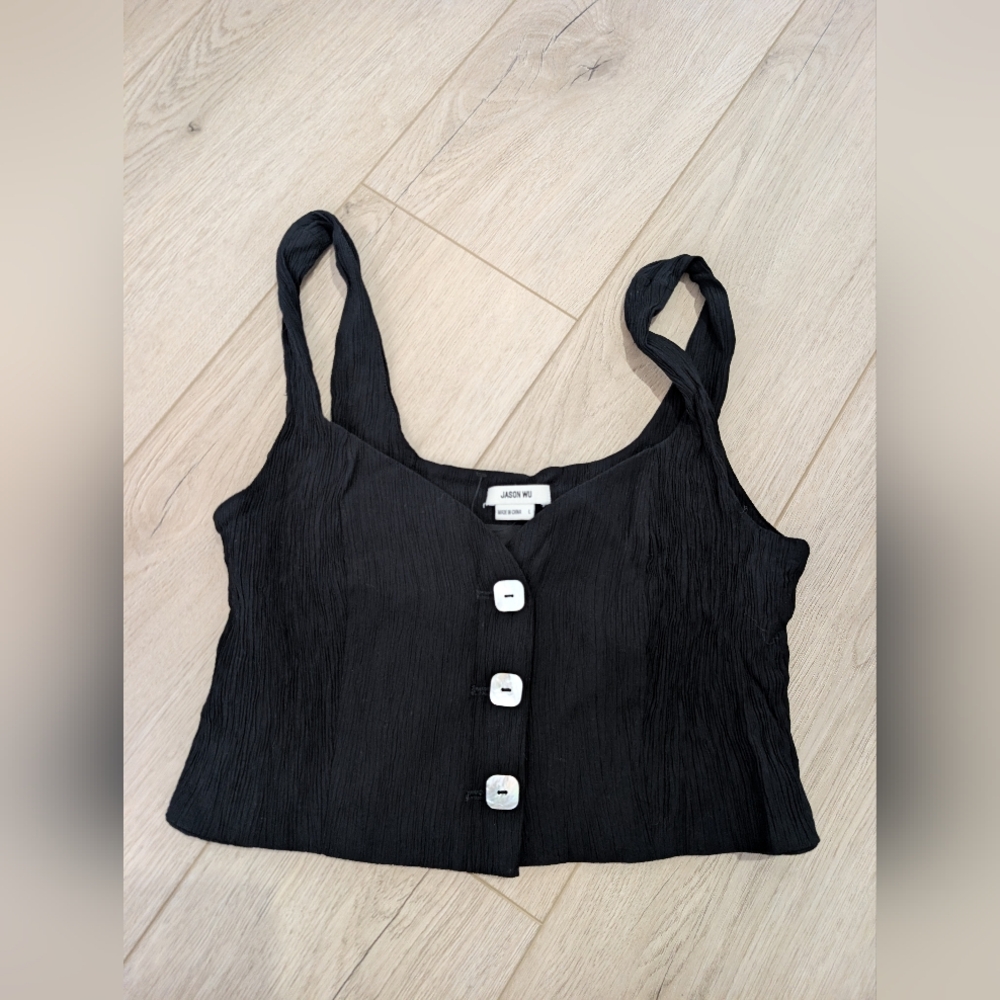 Jason Wu Vest Crop Top With Abalone Buttons